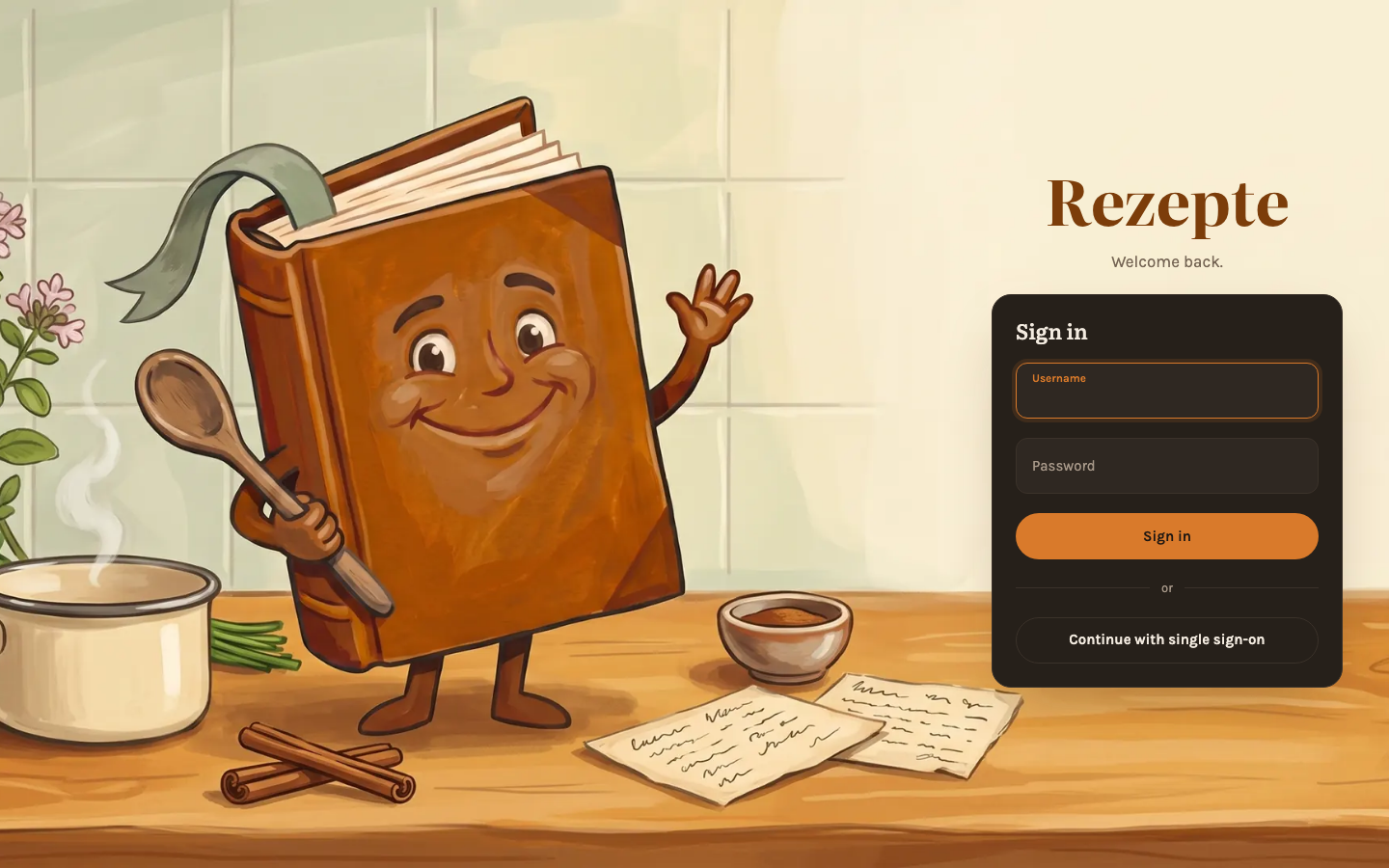 The login page