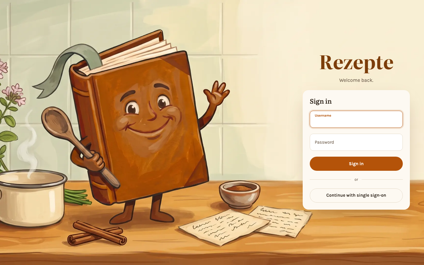 The login page
