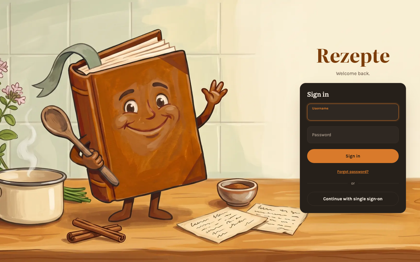 The login page with mail set up
