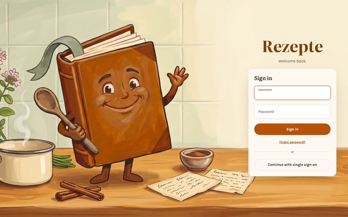 The login page with mail set up