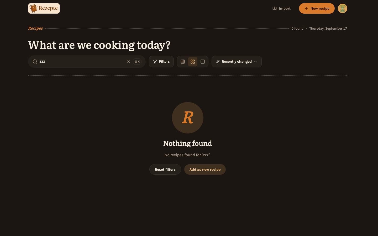 No results for a search
