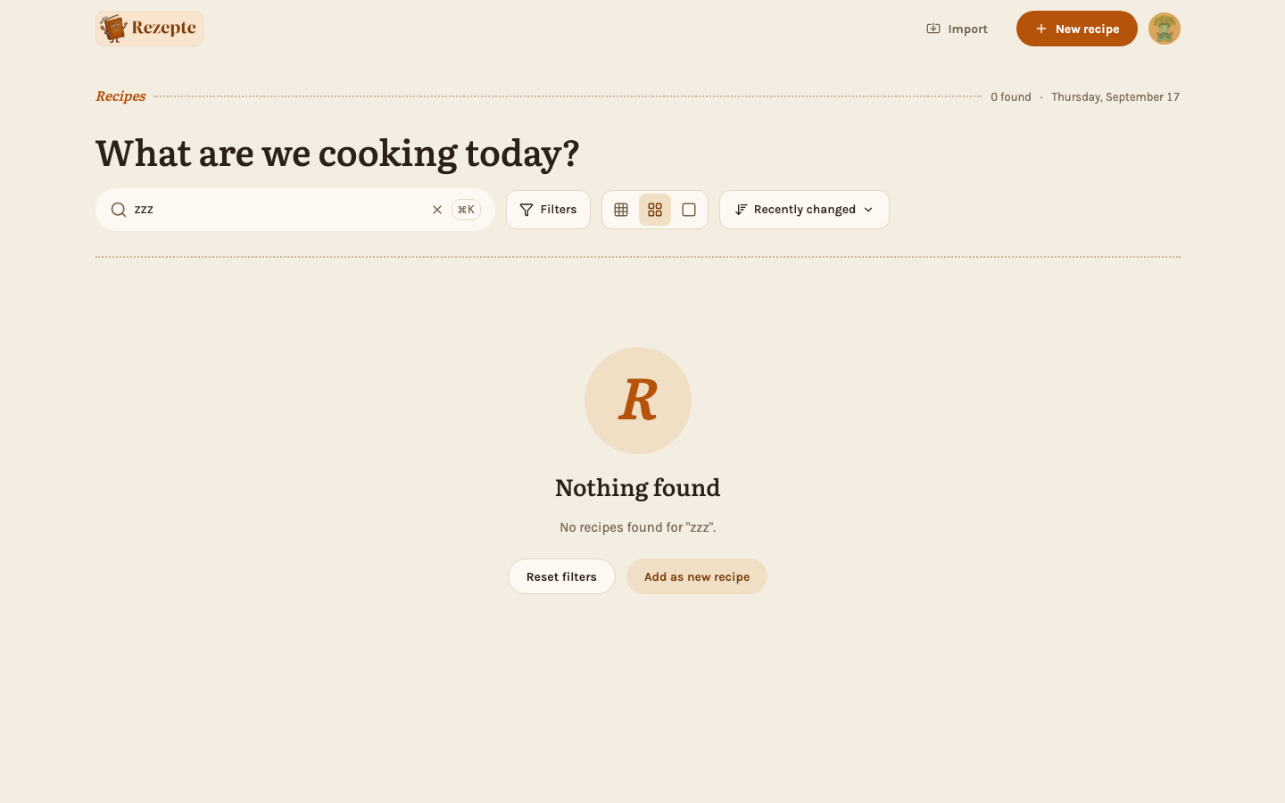 No results for a search