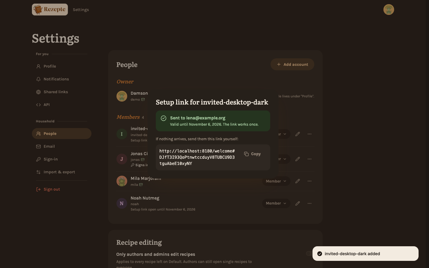 After creating an account with an email address: where the link went, and the link as a fallback